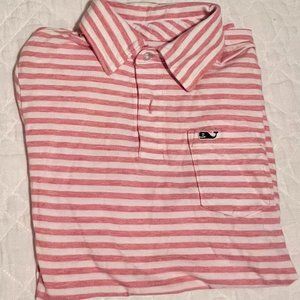 Pink and white striped Vineyard Vines polo